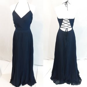 Revolve Camille La Vie Navy Blue Spaghetti Strap Long Gown Size 6